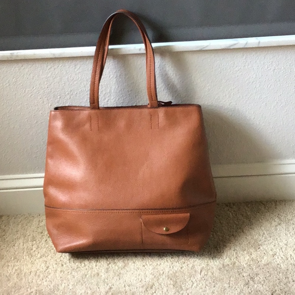 J,Crew cognac leather tote